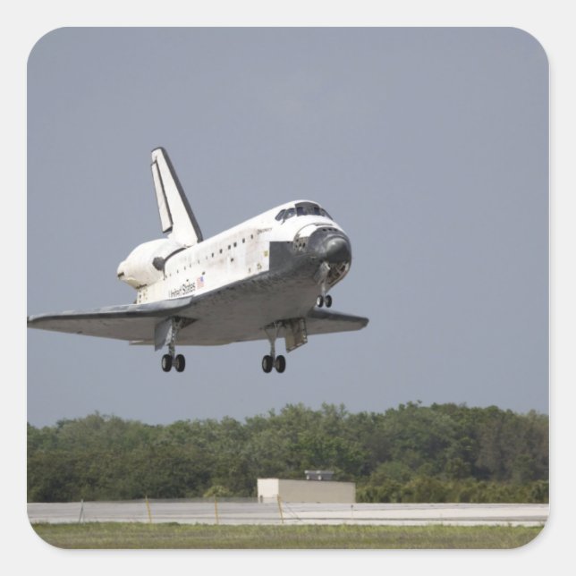Sticker Carré Space Shuttle Discovery approche l'atterrissage 2 (Devant)