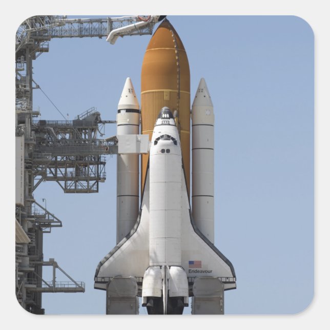 Sticker Carré Space Shuttle Endeavor est prêt (Devant)