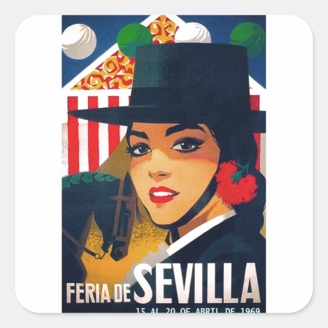 Sticker Carré Spain 1969 Seville April Fair Poster (Devant)