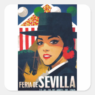 Sticker Carré Spain 1969 Seville April Fair Poster