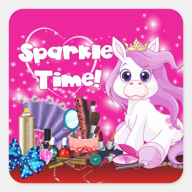 Sticker Carré Sparktime Pony Makeup Party (Devant)