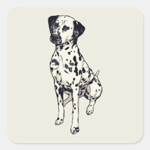 Sticker Carré Sparky Dalmatien Art Populaire Demi-teinte Bande D