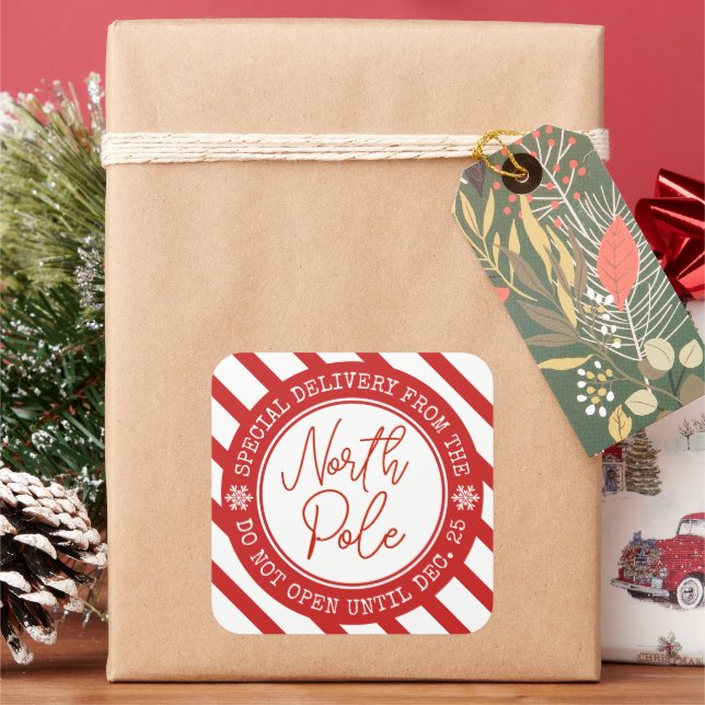 Sticker Carré Special Delivery From Santa North Pole Christmas (vacances)