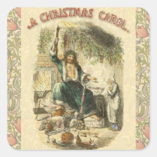 Sticker Carré Spectre de Noël Présent Scrooge