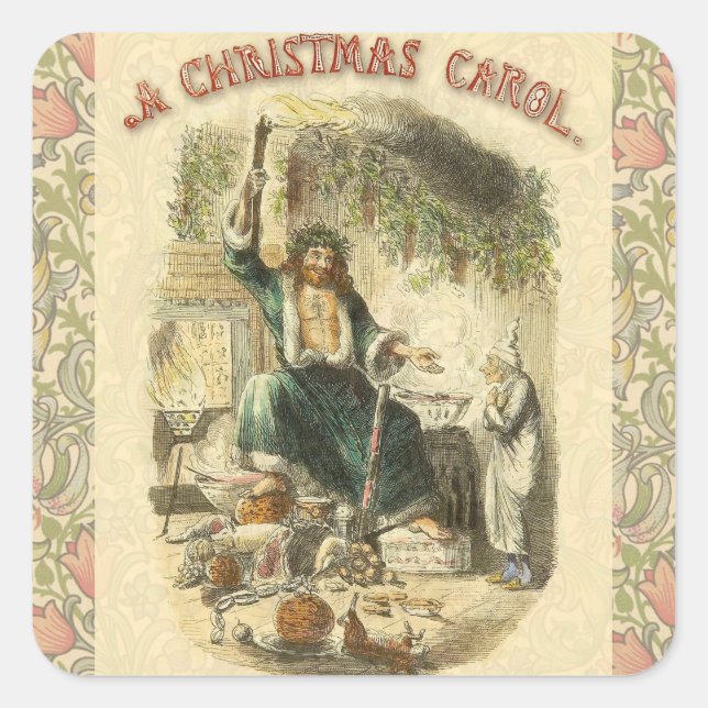 Sticker Carré Spectre de Noël Présent Scrooge (Devant)