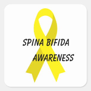 Sticker Carré Spina Bifida Ruban de sensibilisation au jaune par