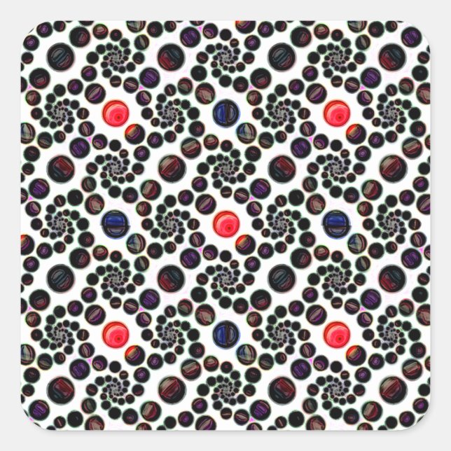 Sticker Carré Spirale Abstraite foncée avec Cerises Motif (Devant)