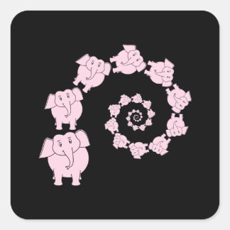 Sticker Carré spirale d'éléphant rose.