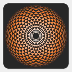 Sticker Carré Spirituel Orange Noir Mandala Géométrique Graphiqu