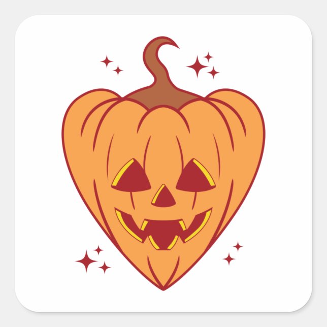 Sticker Carré Spooky Pumpkin Heart Halloween (Devant)