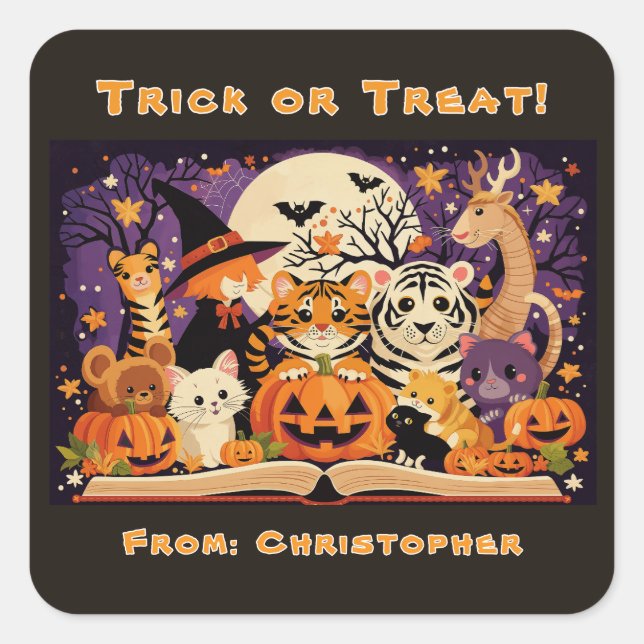 Sticker Carré Spooky Season Magical Forest Creatures Custom (Devant)