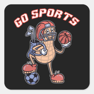 Sticker Carré Sport cacahuète, Go Sports