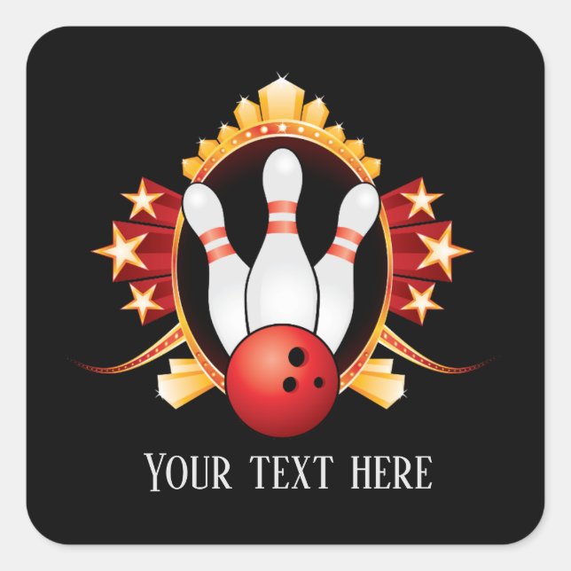 Sticker Carré sport de bowling mignon ajouter du texte (Devant)