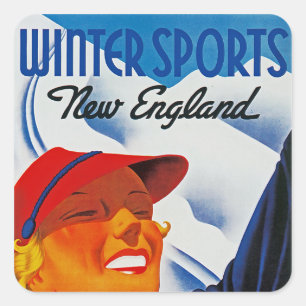 Sticker Carré Sports d'hiver en Nouvelle-Angleterre