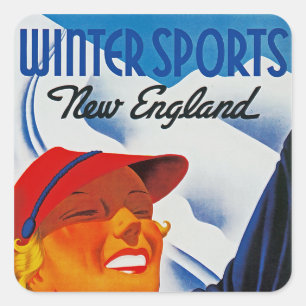 Sticker Carré Sports d'hiver Nouvelle Angleterre