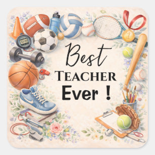 Sticker Carré Sports Teacher Thank You Gift End of School Year