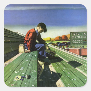 Sticker Carré Sports vintages, Ventilateur de football triste av