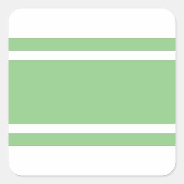 Sticker Carré Sporty Pastel Sage Green Racing Stripes Sur Blanc (Devant)