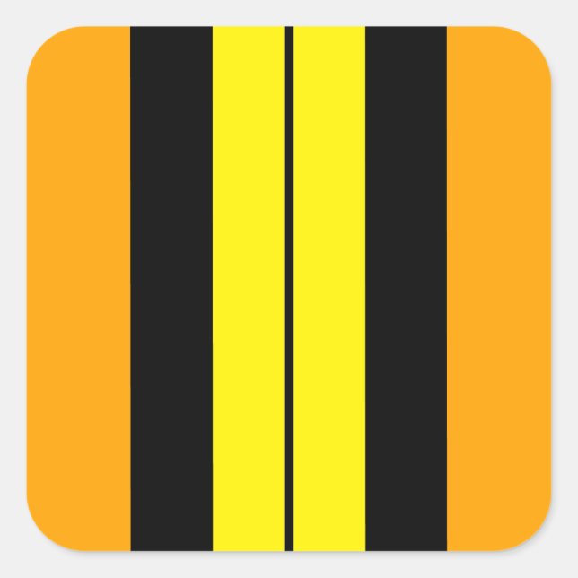 Sticker Carré Sporty Vivid Golden Jaune Black Racing Stripes (Devant)