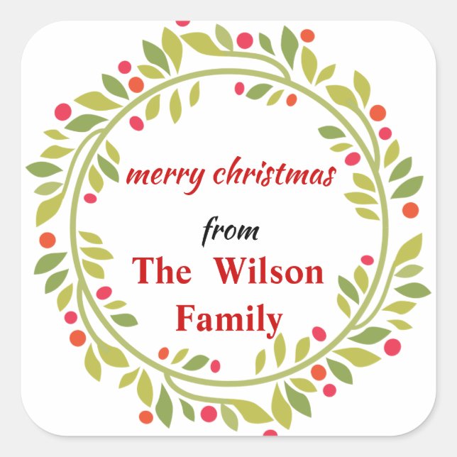 Sticker Carré Sprigs Wreath Christmas (Devant)