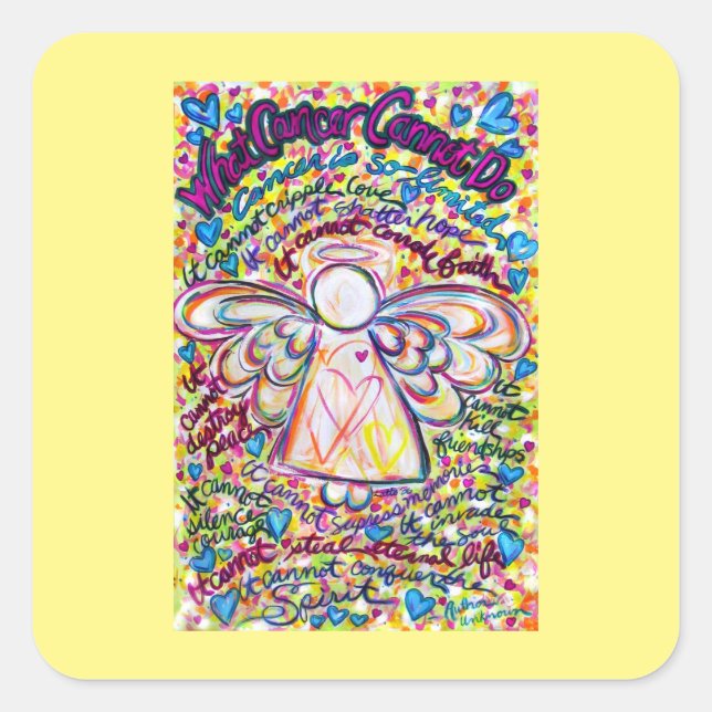 Sticker Carré Spring Angel Ce que le cancer ne peut pas faire St (Devant)