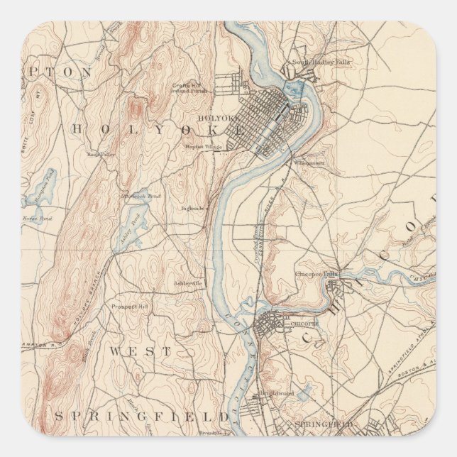 Sticker Carré Springfield, Massachusetts (Devant)