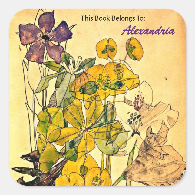 Sticker Carré Spurge avec Yham par Charles Mackintosh (Devant)