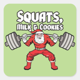 Sticker Carré Squats, Lait et Cookies - Père Noël
