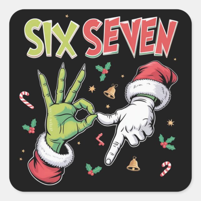 Sticker Carré Squelette 6 7 Noël Six Sept Mème Xmas (Devant)
