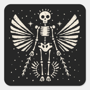 Sticker Carré Squelette ange Noël gothique