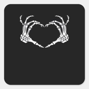 Sticker Carré Squelette Coeur main Signer Costume Drôle Hallowee