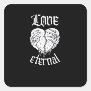 Sticker Carré Squelette Mains Coeur Gothique Classique