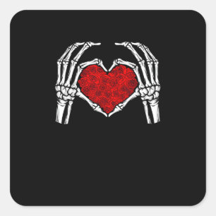 Sticker Carré Squelette Mains de coeur Signe Saint Valentin Mign