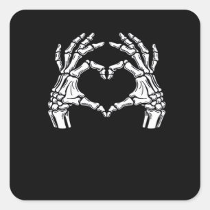 Sticker Carré Squelette Mains du coeur Signal Costume d'Hallowee
