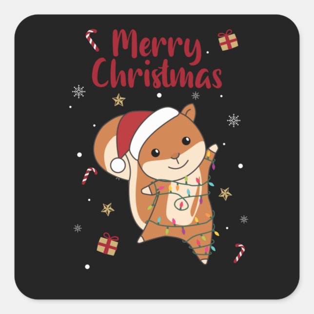 Sticker Carré Squirrel Christmas Winter Animals (Devant)