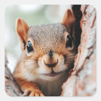 Sticker Carré Squirrel Wild Animal Loving Portrait 