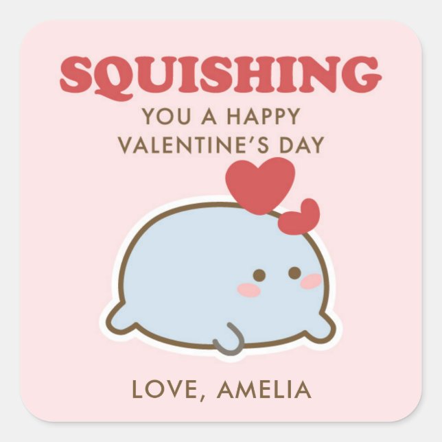 Sticker Carré Squishing You a Happy Valentine’s Day  (Devant)