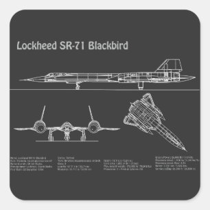 Sticker Carré SR-71 Blackbird - Plan directeur de l'avion PD