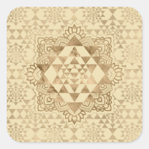 Sticker Carré Sri Yantra / Sri Chakra Pastel Gold