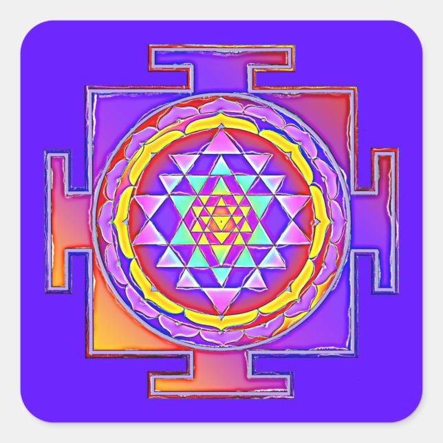 Sticker Carré Sri Yantra - Symbole hindouiste Design 1 (Devant)