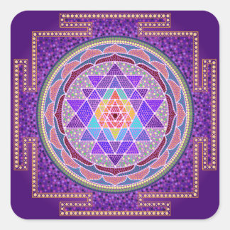 Sticker Carré Sri Yantra violet