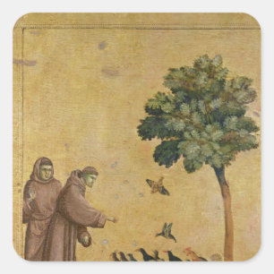 Sticker Carré St Francis d'Assisi prêchant aux oiseaux