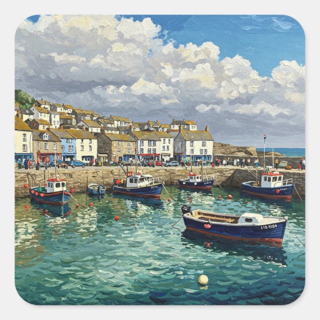 Sticker Carré St. Ives Cornwall Angleterre Voyage (Devant)