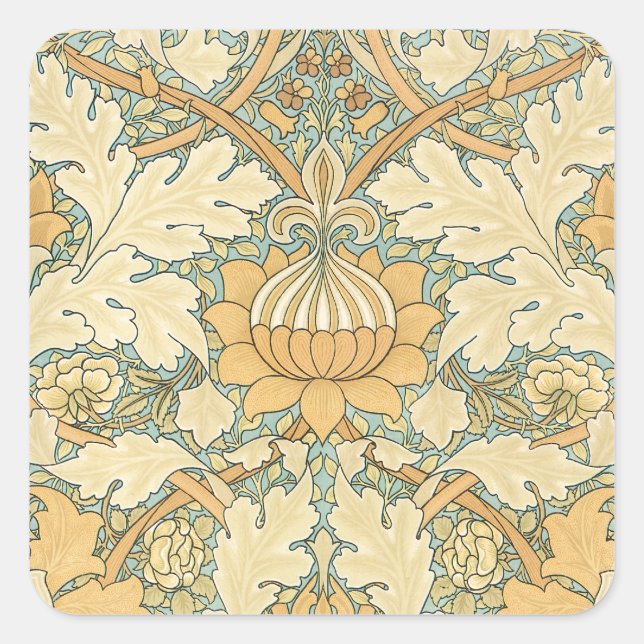 Sticker Carré St. James par William Morris, Acanthus Feuille (Devant)