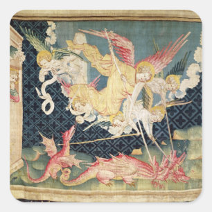 Sticker Carré St. Michael et ses anges combattent le dragon