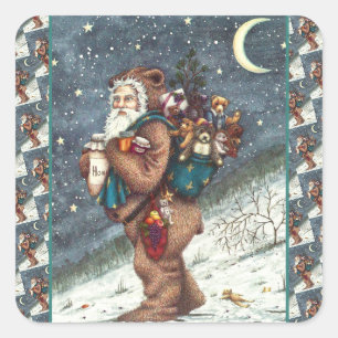 STICKER CARRÉ ST. NICK DANS LA COUVERTURE TEDDY BEAR, NOËL TEDDI