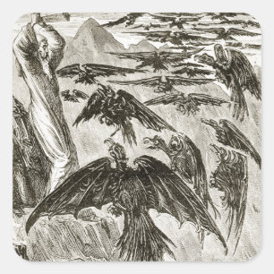 Sticker Carré St. Patrick et les oiseaux démons, de 'The Trias T