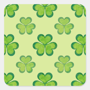 Sticker Carré St. Patrick's Day Green Shamrocks Lucky Clovers