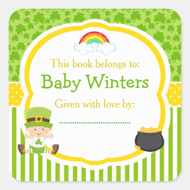 Sticker Carré St Patrick's Day Irish Holiday Boy Baby shower (Devant)