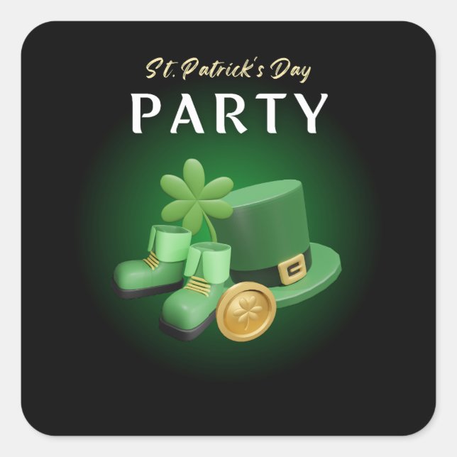 Sticker Carré St. Patricks Day Lucky Irish -Funny Lucky Irish (Devant)